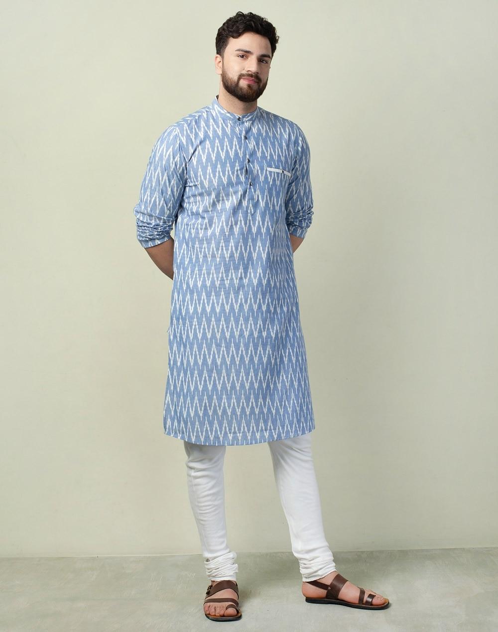 cotton ikat slim fit long kurta