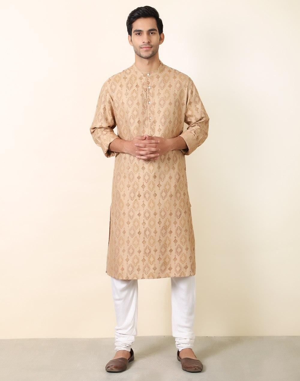 viscose tussar printed slim fit long kurta