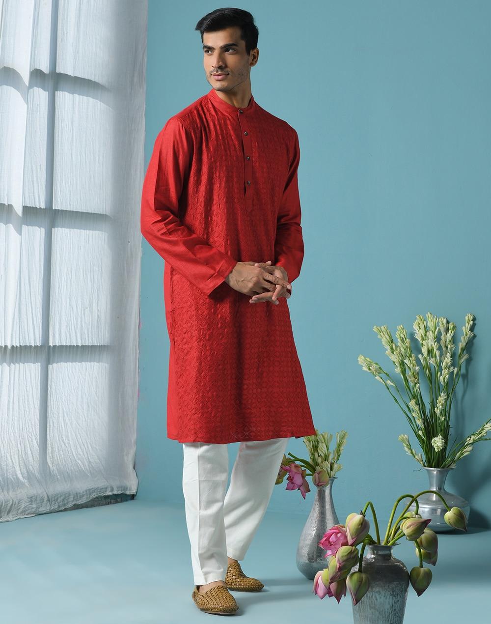 silk lucknavi jaal long kurta