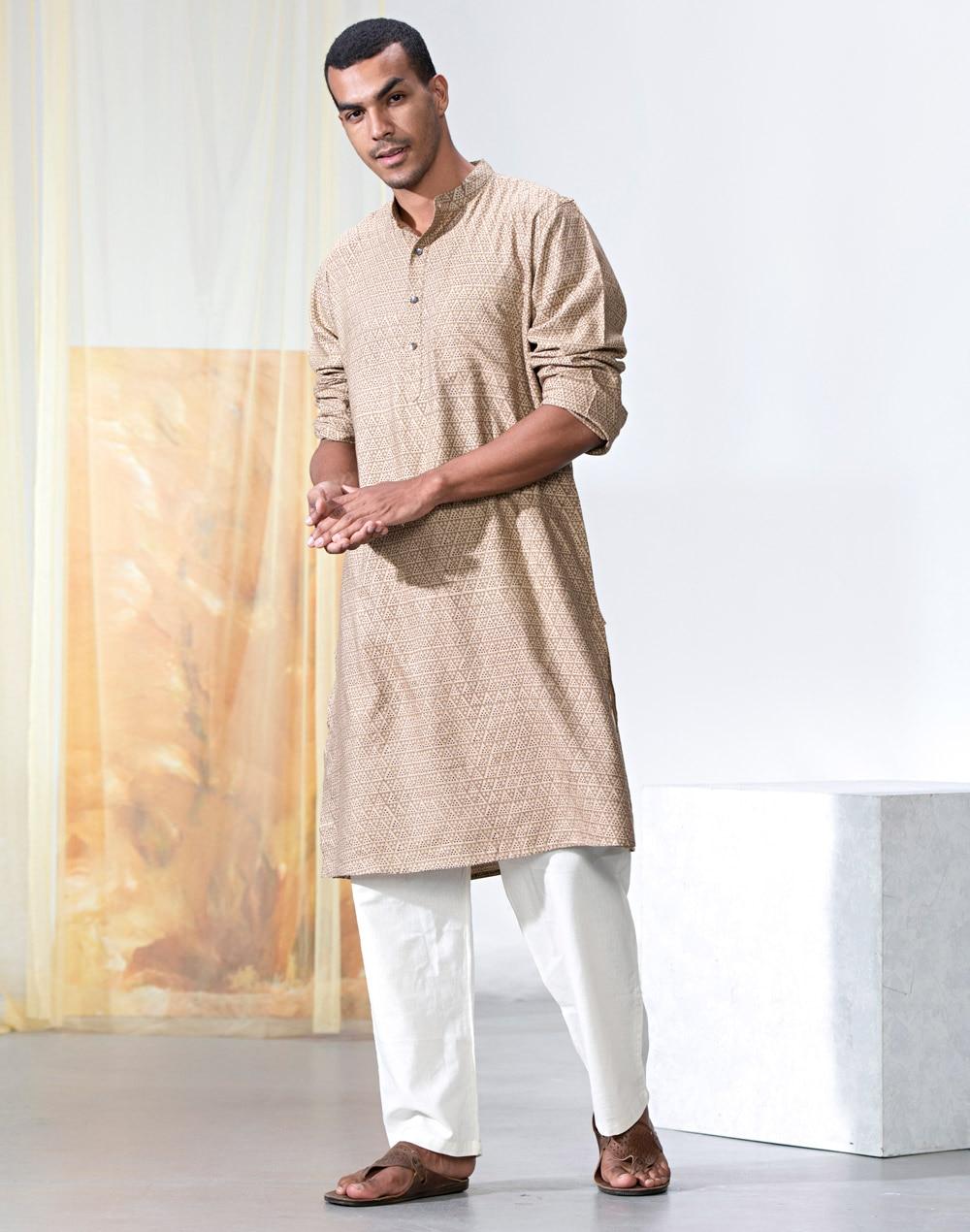 viscose tussar printed slim fit kurta