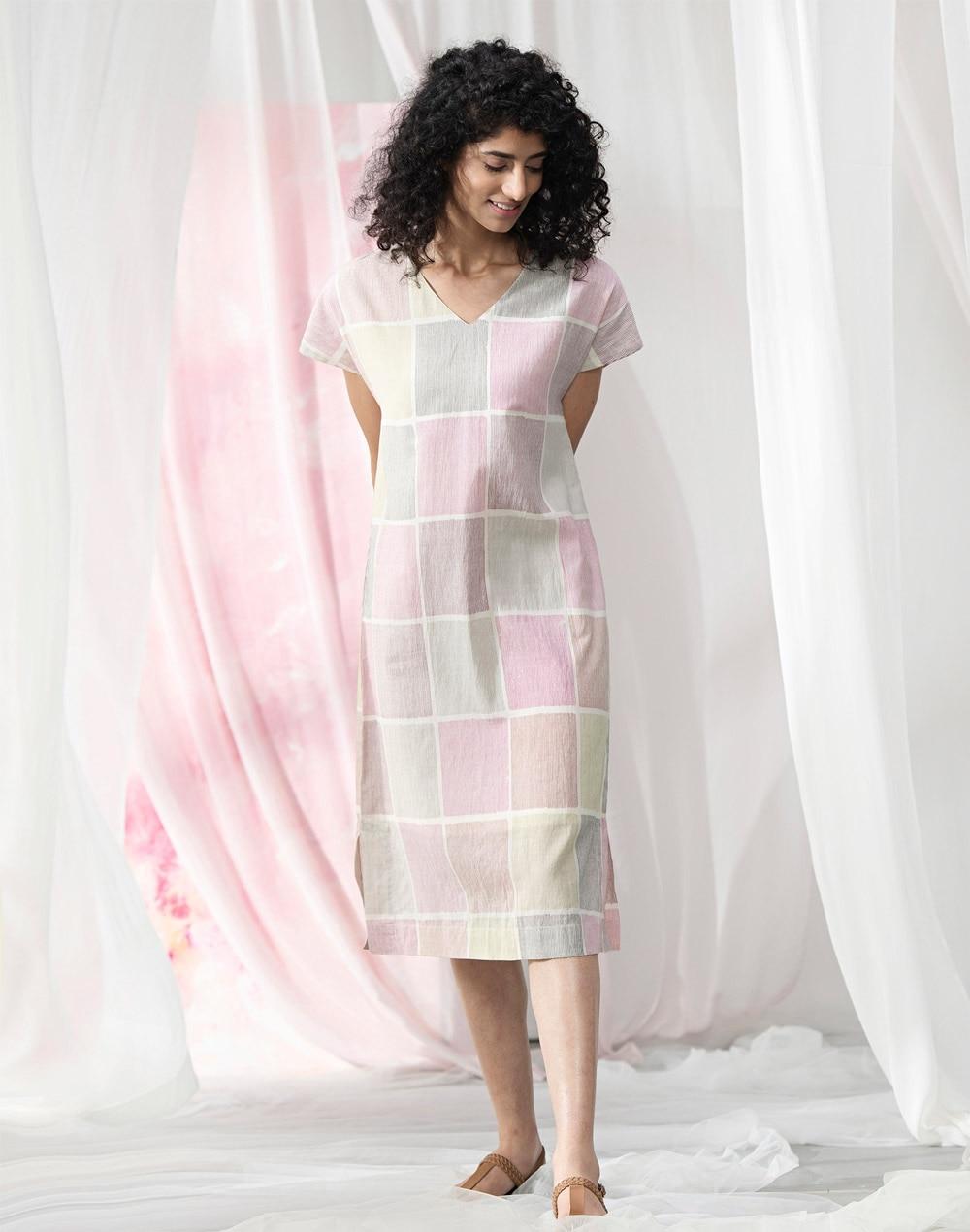 cotton viscose calf length dress