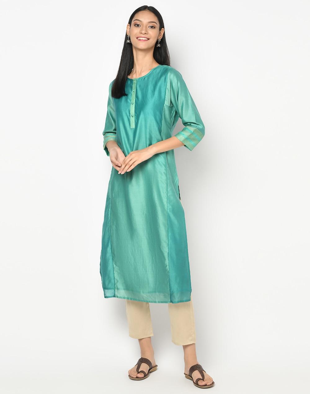 cotton silk ombre kalidar long kurta