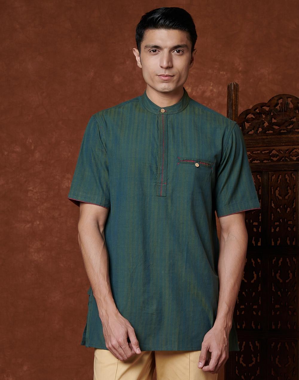 cotton jamaal striped short kurta