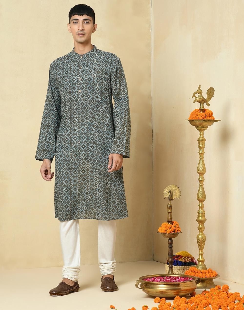 cotton hand block printed long kurta