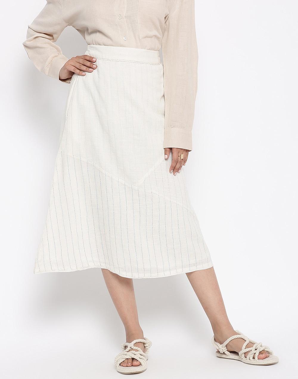 a-line cotton calf length skirt