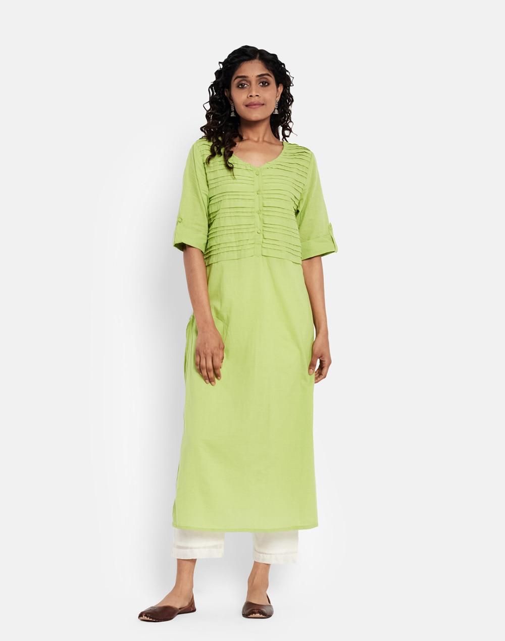 cotton placket long kurta