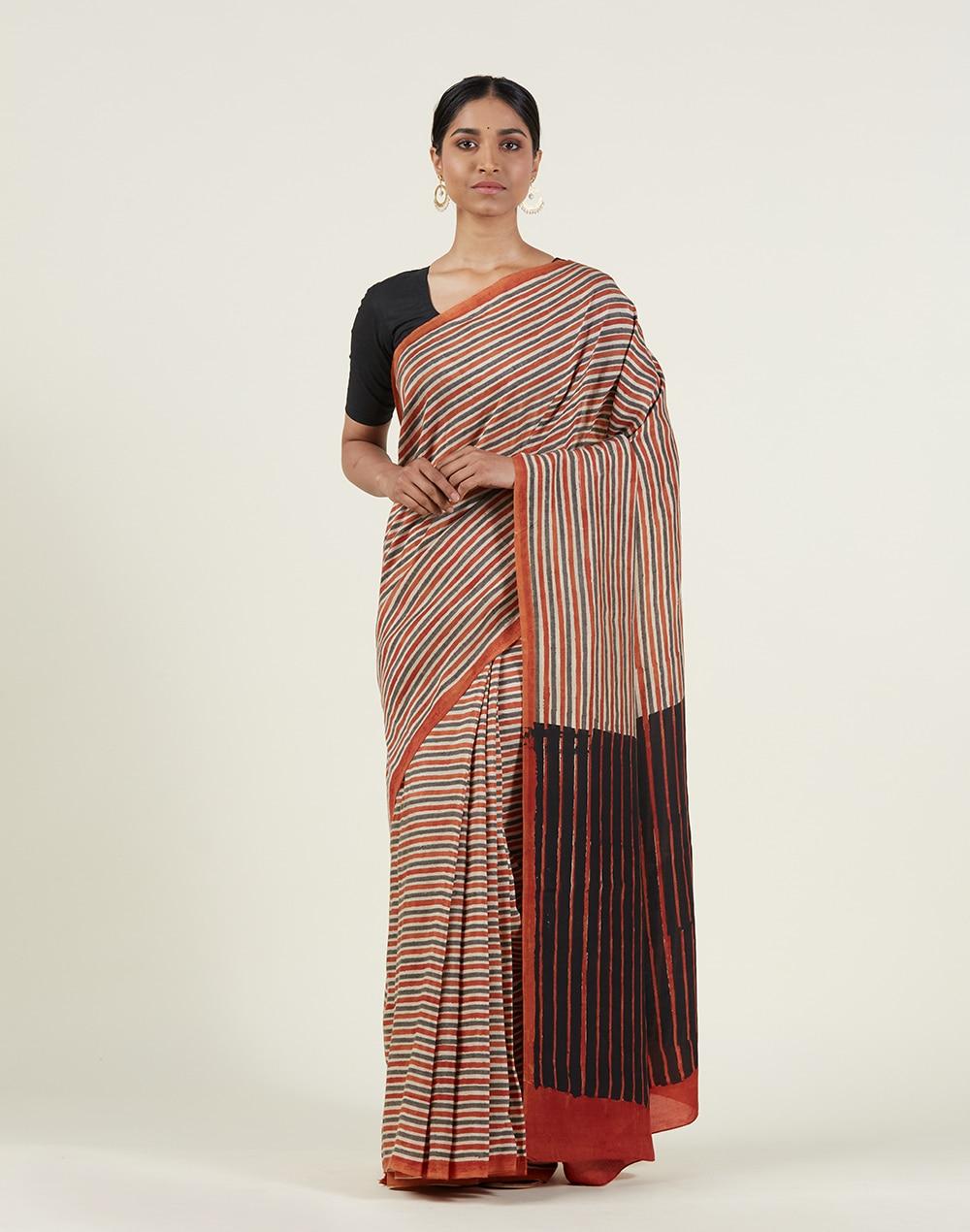 viscose bagru print sari