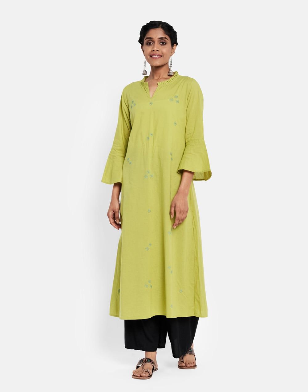 cotton cambric chikankari long kurta