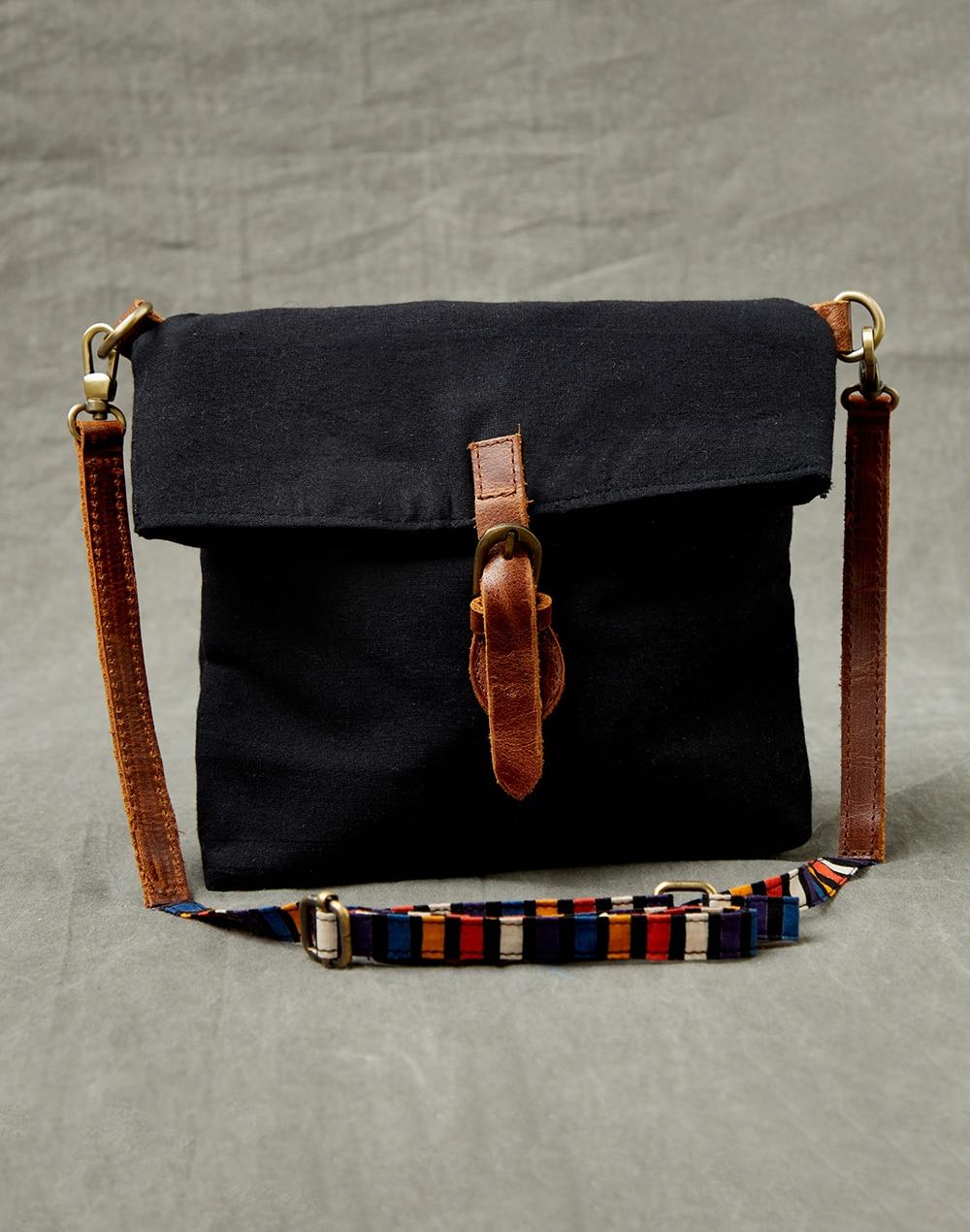 fabnu cotton black sling bag