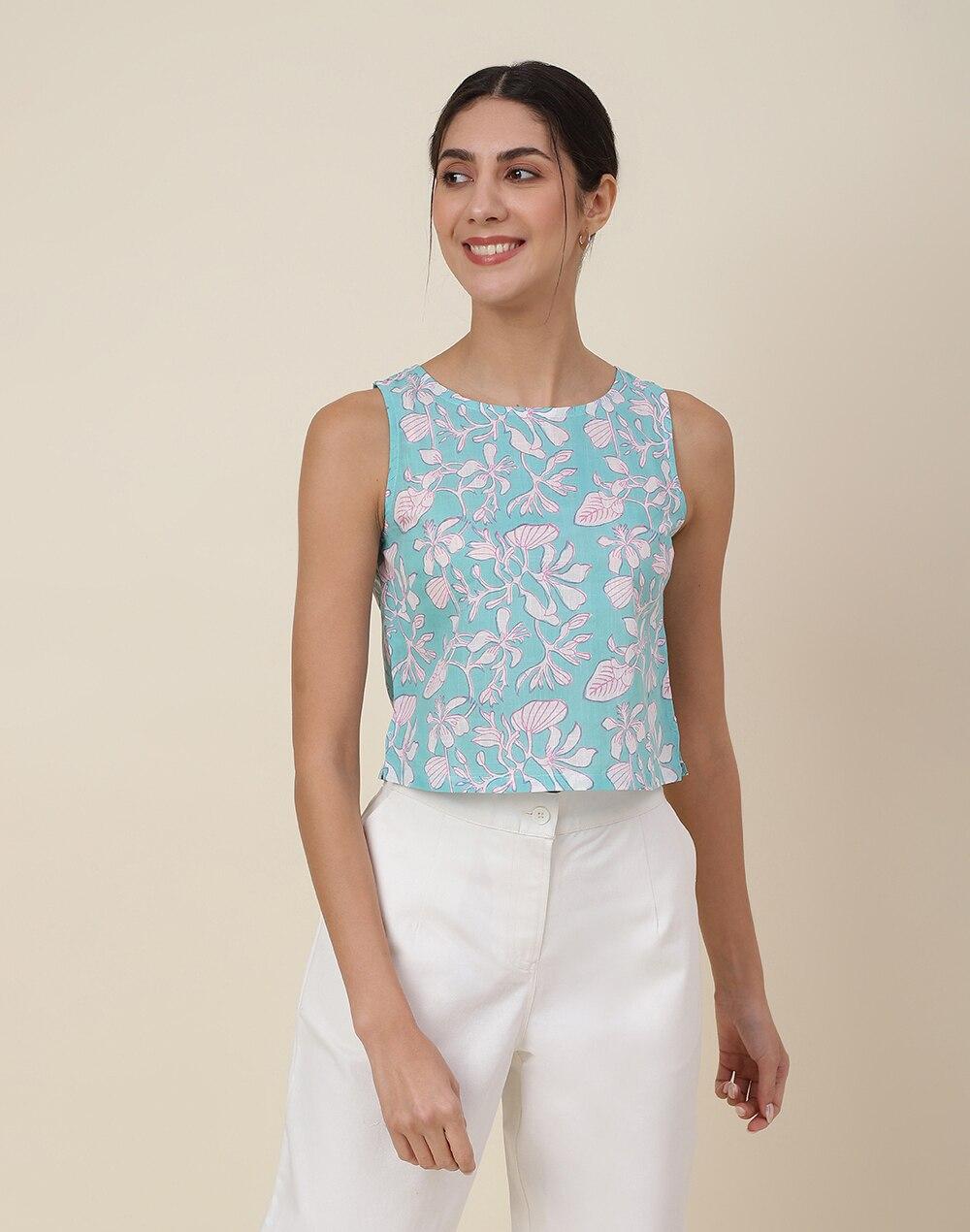 cotton printed crop top