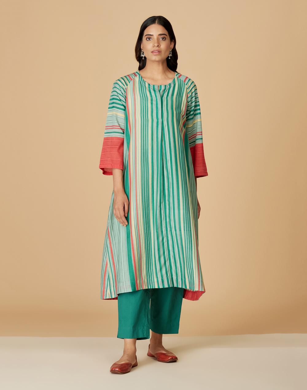 cotton silk printed 2 piece kurta set