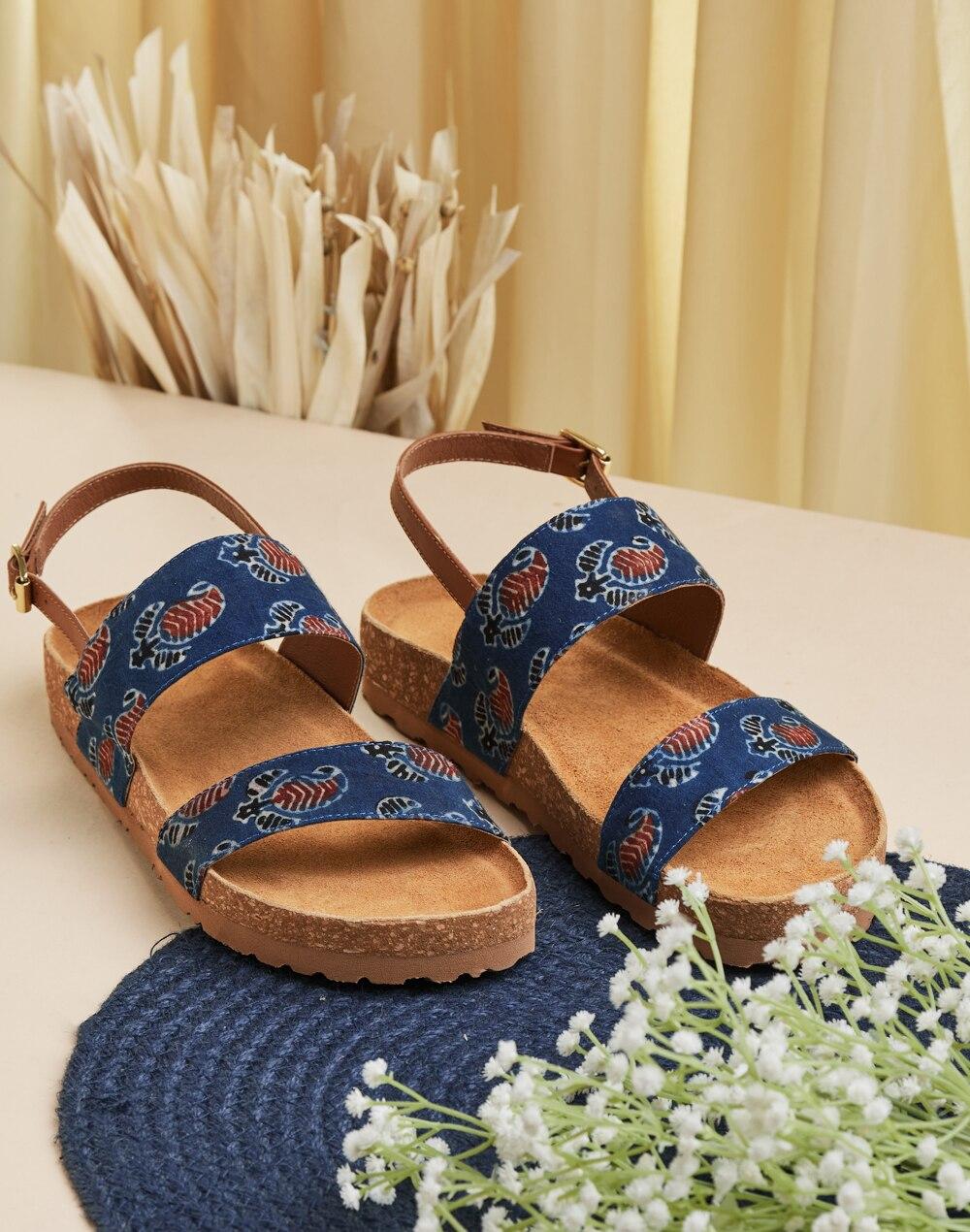 fabric block printed sandal