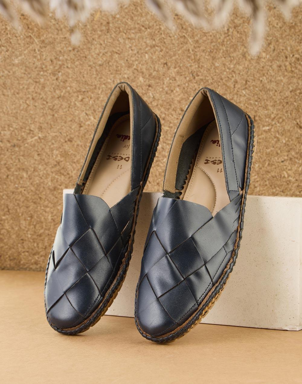 navy leather loafers