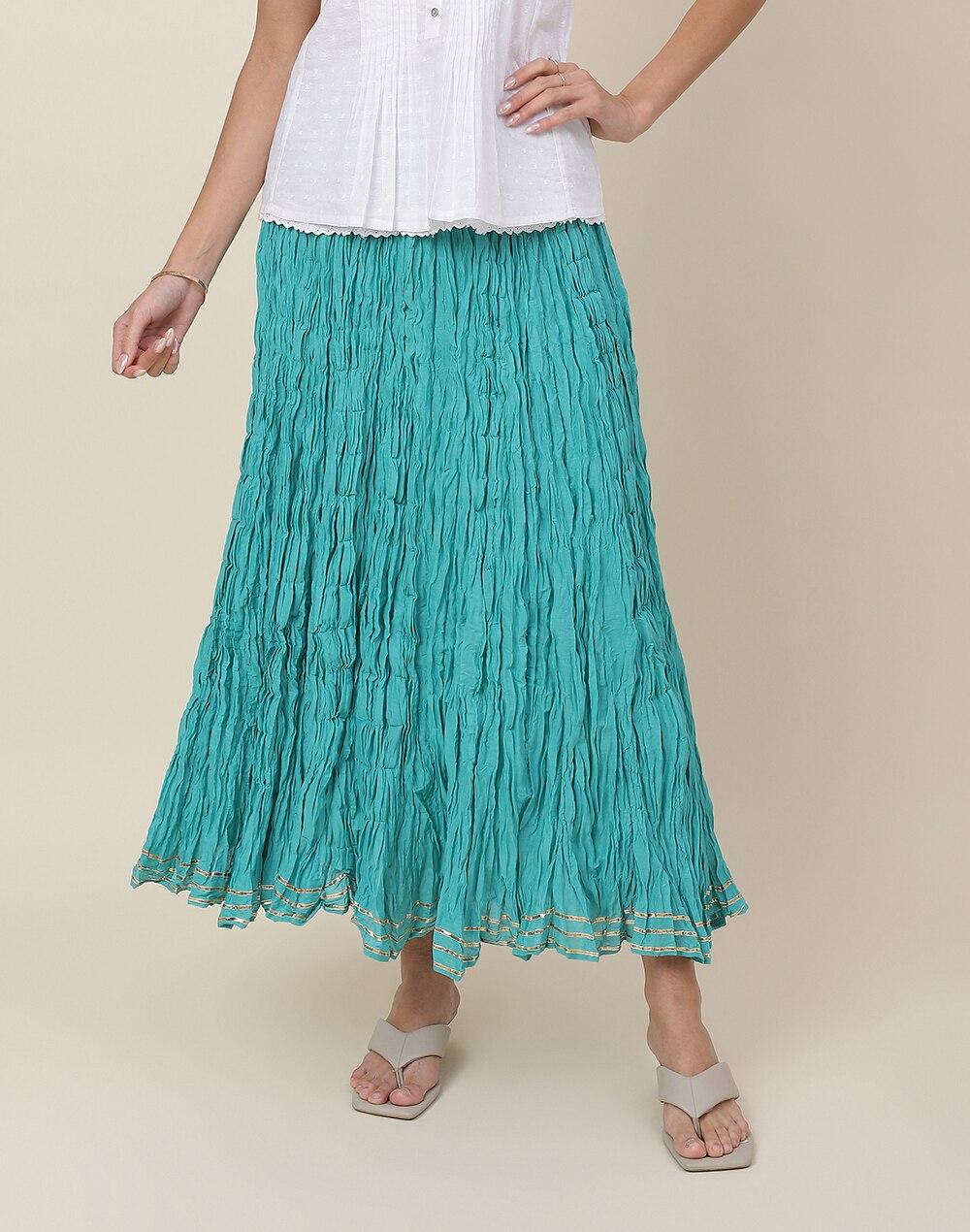 cotton mull drawstring long skirt