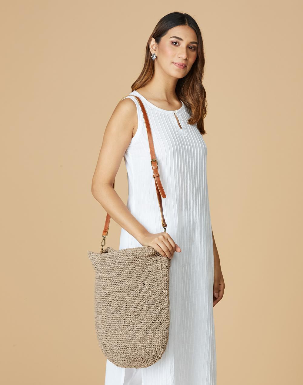 off white jute woven tote