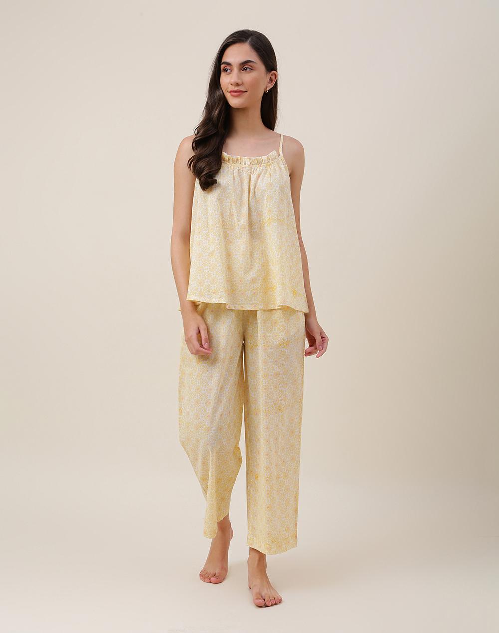 yellow cotton printed set