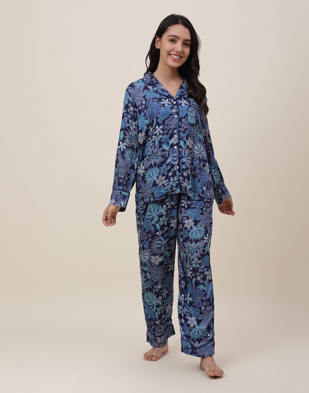 blue modal viscose printed set