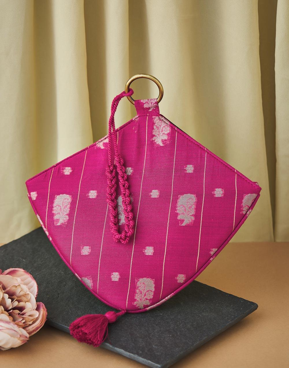 pink cotton blend potli bag