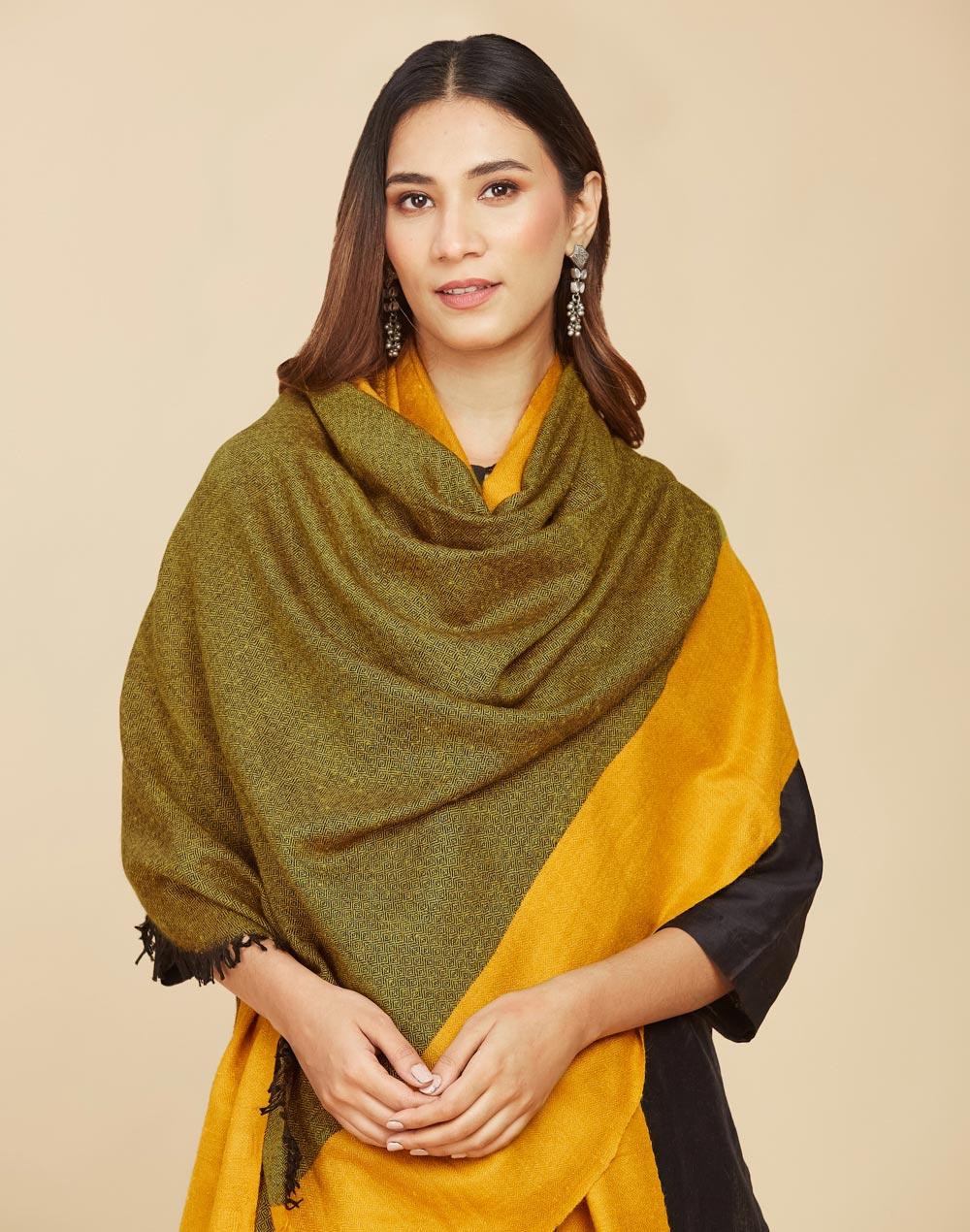 mustard wool blend handloom shawl