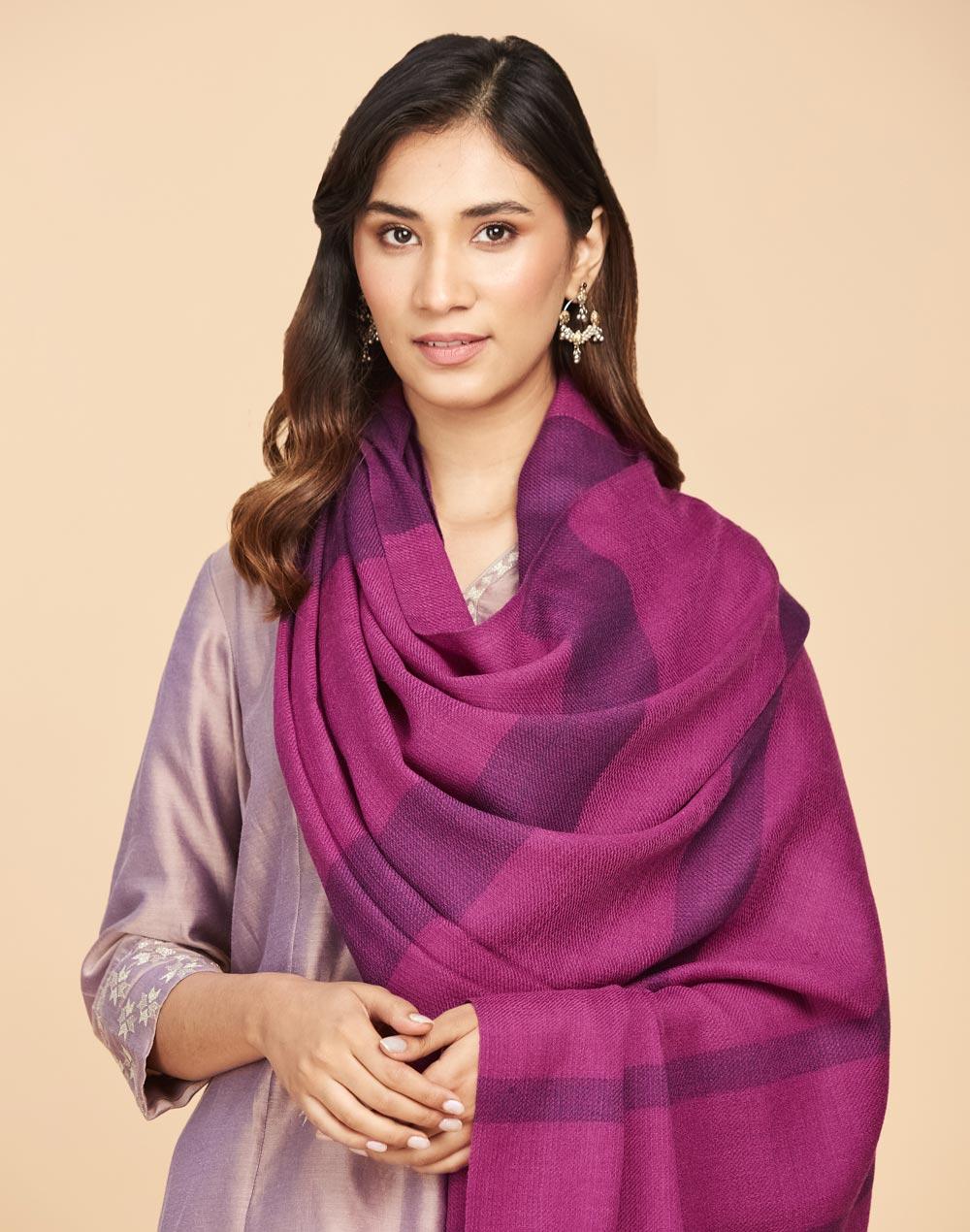 purple wool hand woven shawl