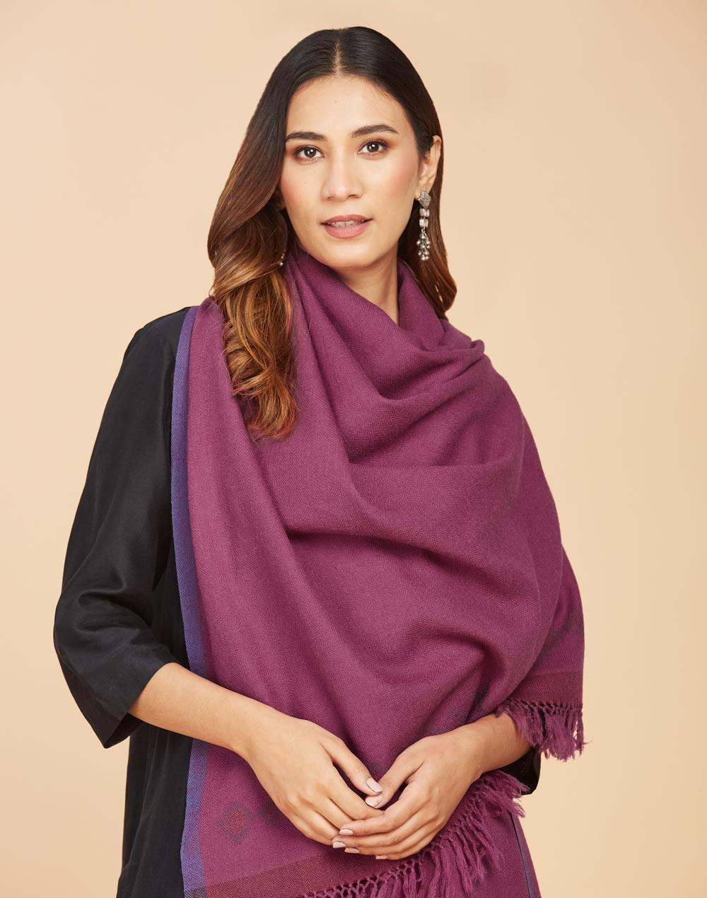 wine wool handloom shawl