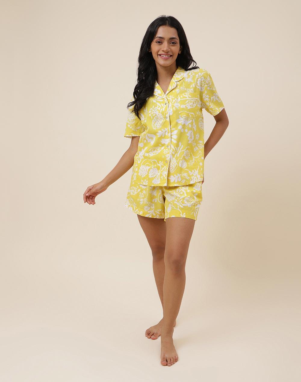 yellow cotton printed set