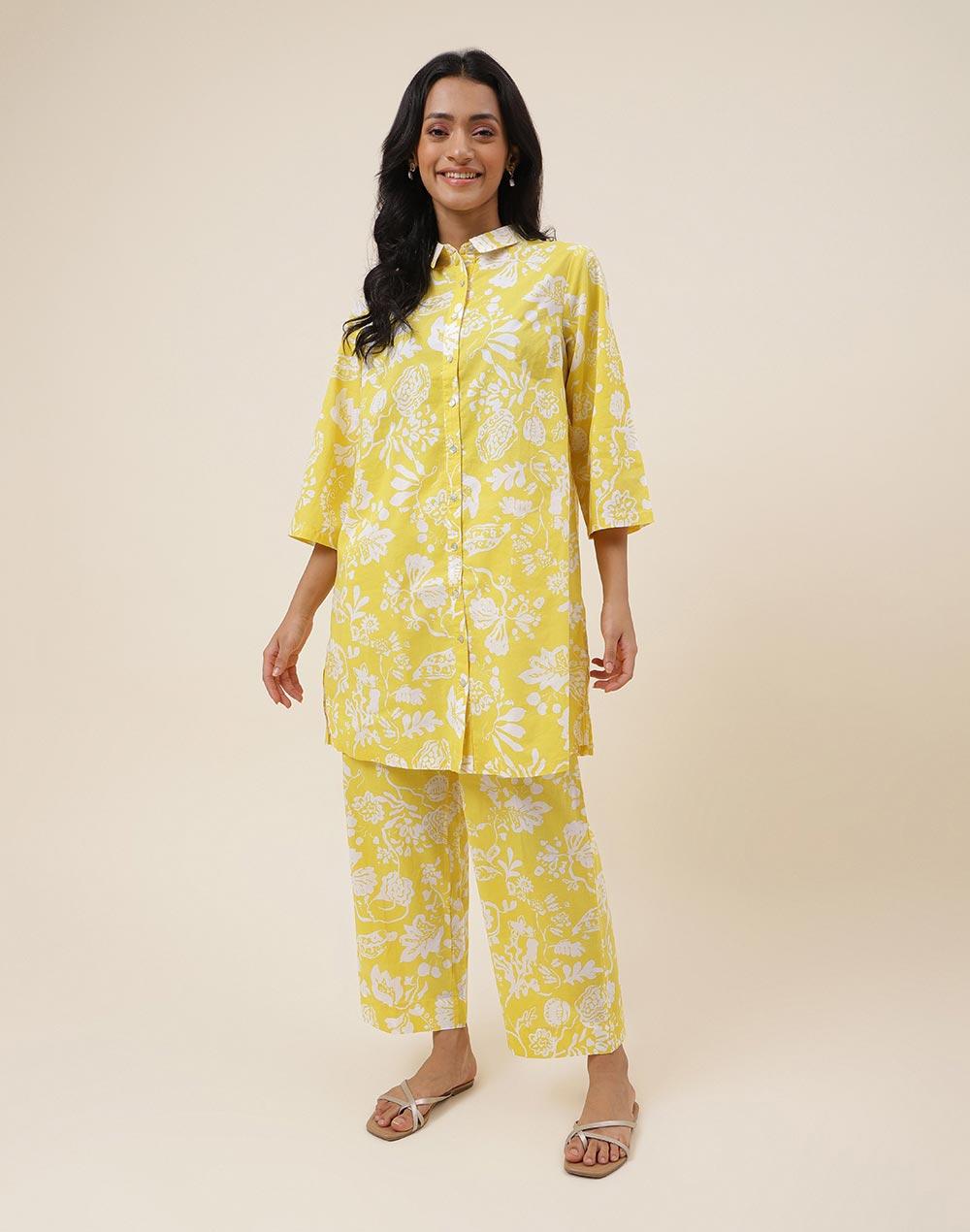 yellow cotton printed set