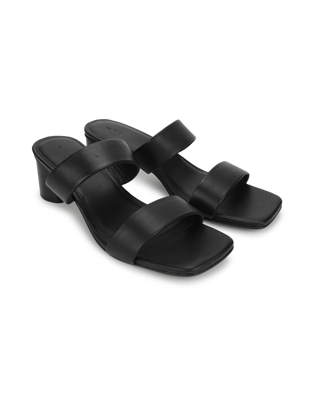 black leather sandals