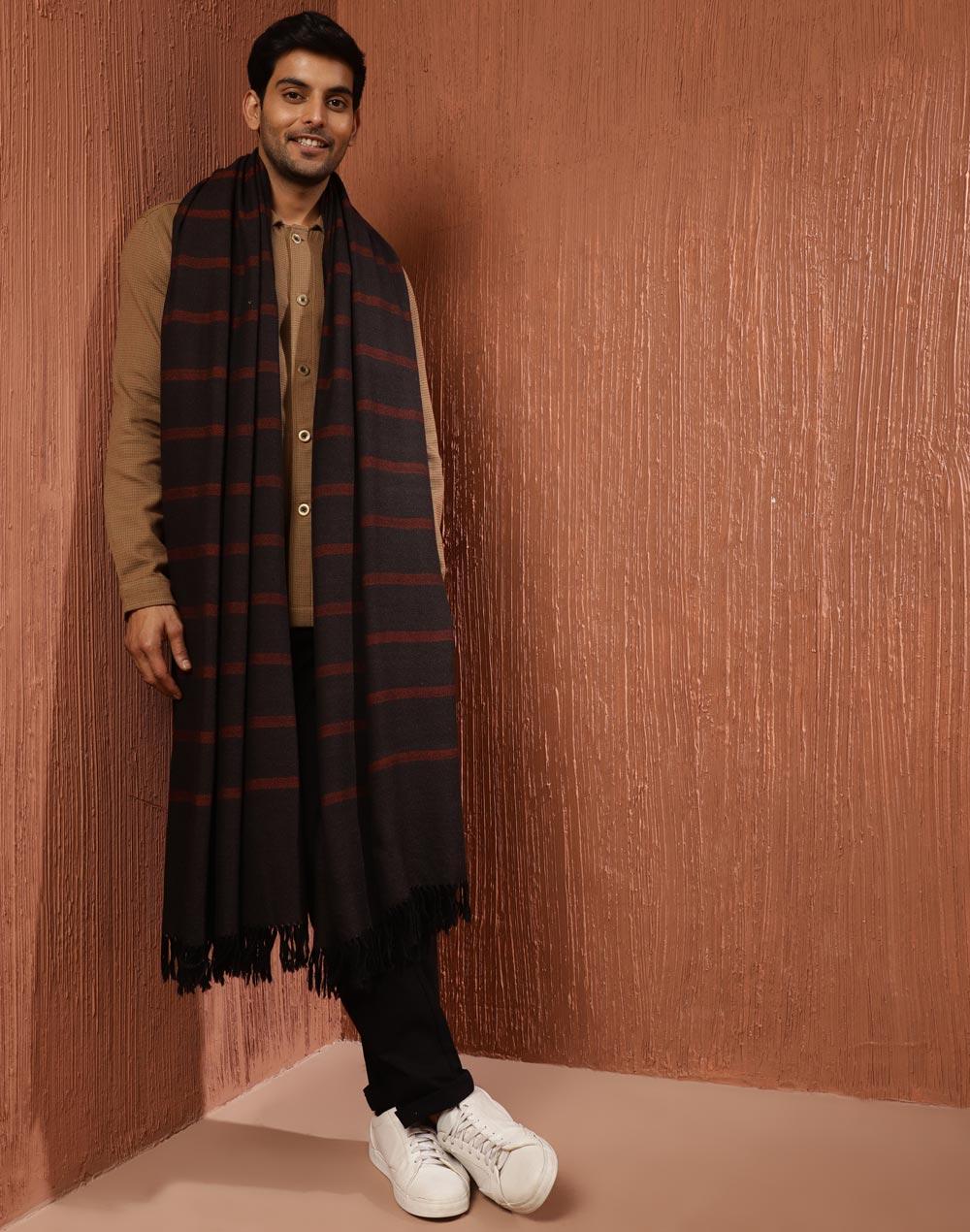 brown wool woven men shawl