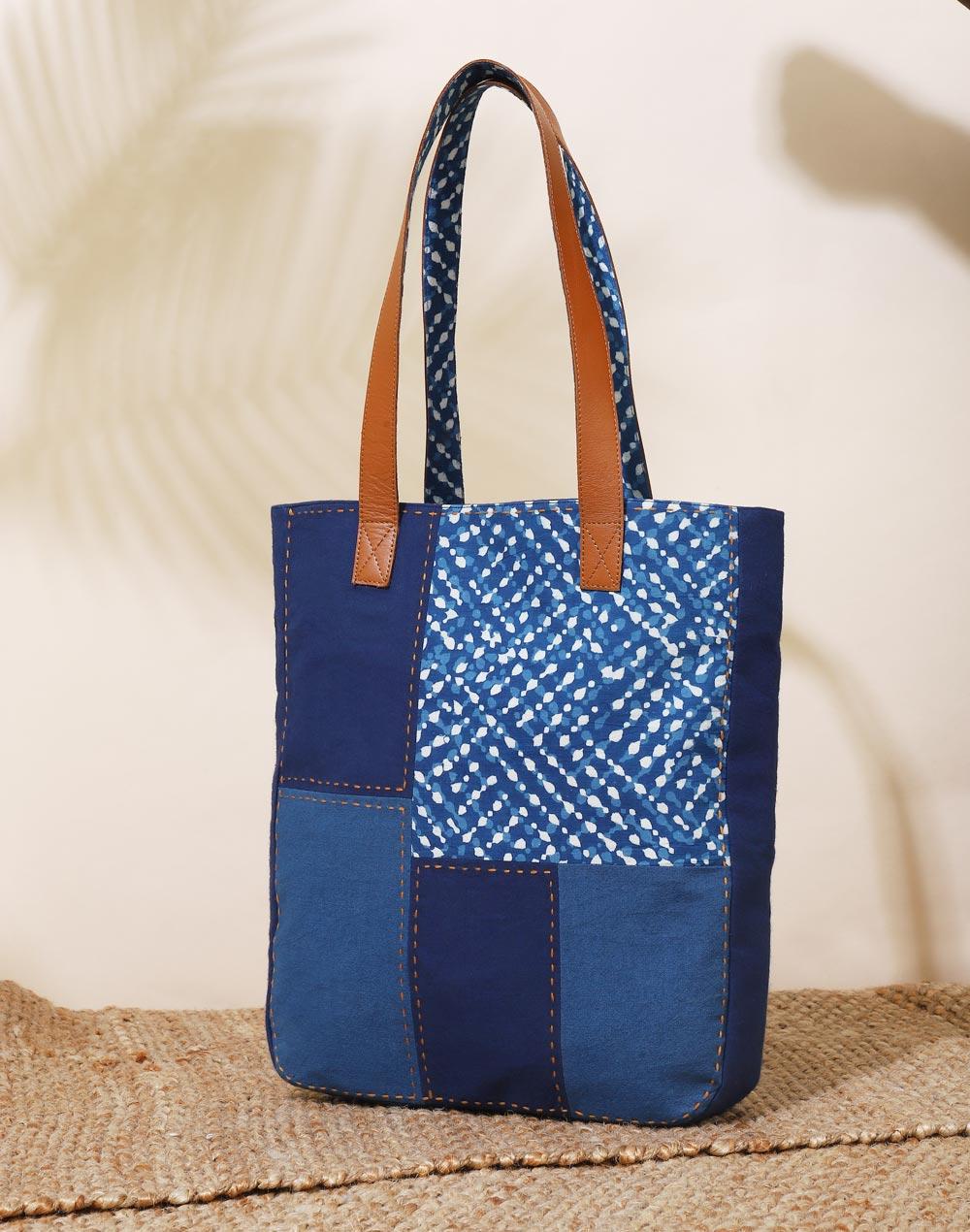 blue cotton tote