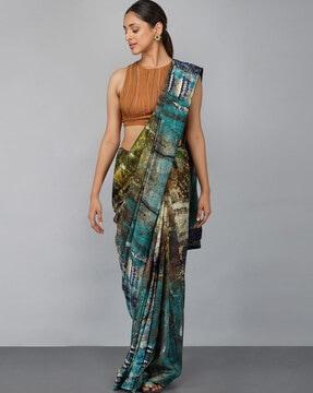 abstract print saree