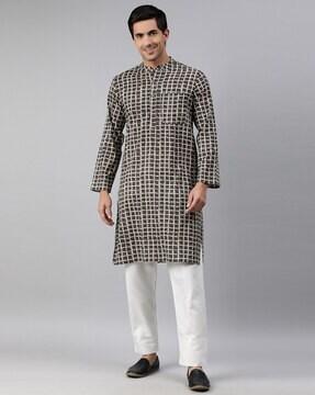 checked long kurta