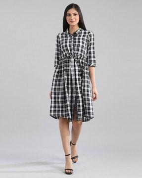 checked shirt dress