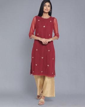 sequinned straight kurta