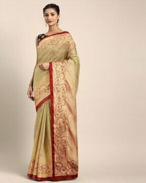 printed woven saree