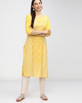 printed straight kurta