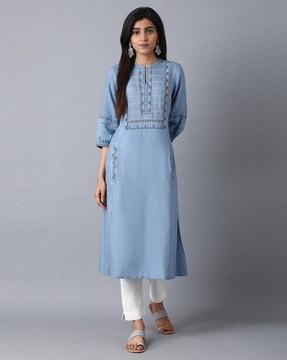 embellished straight kurta