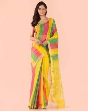 striped traditional saree