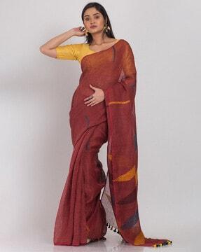 hnadloom linen saree