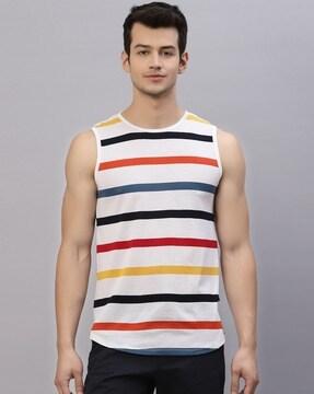 striped sleeveless vest