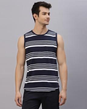 striped sleeveless vest