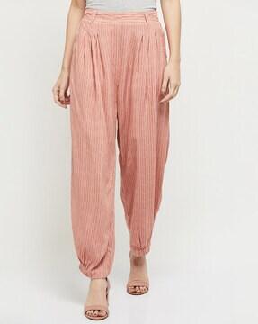 striped pleated pants