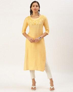 embroidered straight kurta