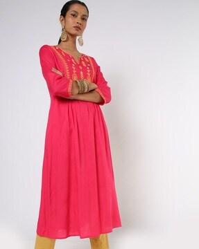 embroidered flared kurta