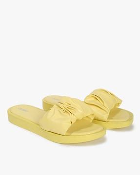 women ruched slides