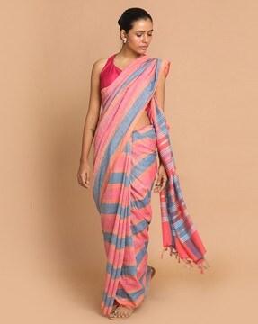 striped banarasi saree