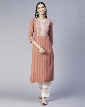 striped straight kurta