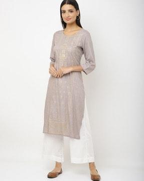 printed straight kurta