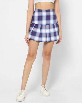 checked flared skirts