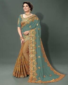 embroidered silk saree